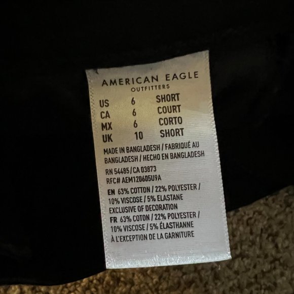 American Eagle 6 Short Black Super Hi-Rise Jeggings 360 Next level Stretch - Picture 8 of 8